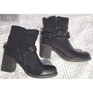 Vangelo Womens Moto Boots Black Leather 39